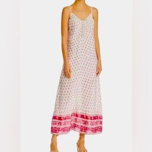 En Creme White and‎ Cream Maxi Sundress with Spaghetti Straps